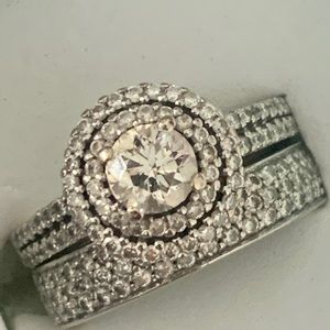 Set: Diamond Engagement Ring 1.00ct and Band 0.5 ct